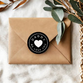 Daddy We Liebe You Heart Schwarz-weiß Runder Aufkleber