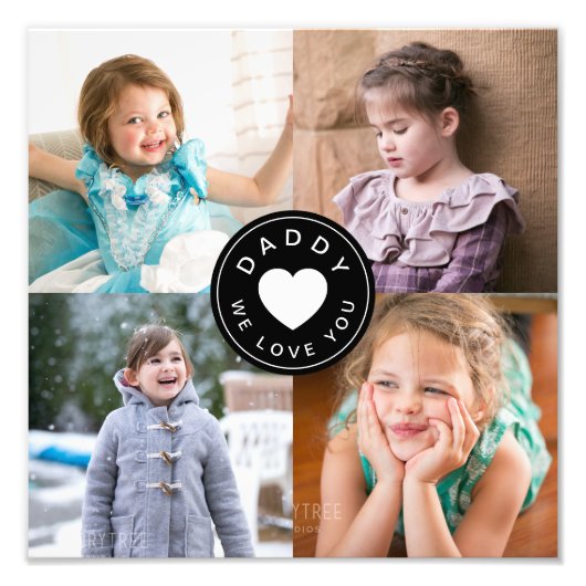 Daddy We Liebe You Niedlich Heart 4 FotoCollage Pr Fotodruck (Vorne)