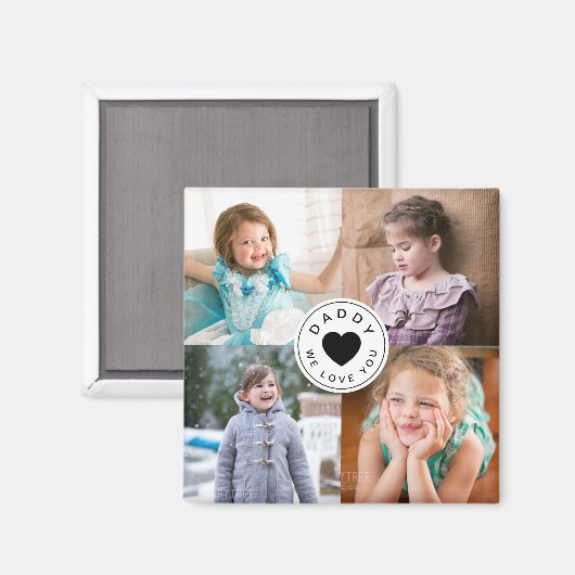 Daddy We Liebe You Niedlich Heart Kids Foto Collag Magnet (Vorderseite/Rückseite)