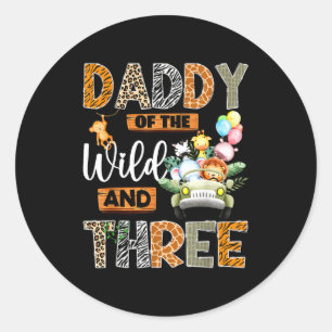 Daddy Wild 3. Geburtstags-Safari Runder Aufkleber