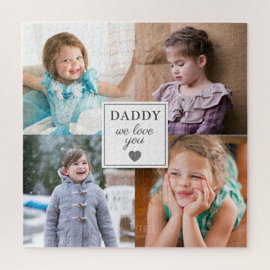Daddy Wir Liebe Sie 4 Kinder FotoCollage Puzzle (Vertikal)
