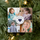 Daddy wir Liebe Sie FotoCollage Keramikornament<br><div class="desc">Custom Daddy Wir Liebe Sie Foto Collage Keramik Ornament.</div>