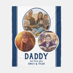 Daddy wir Liebe Sie Navy Blue 3 Foto Vatertag Fleecedecke