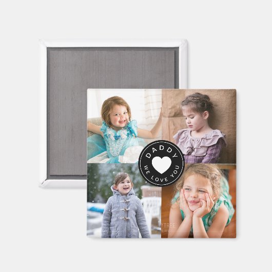Daddy Wir Liebe Sie Niedlich Kids FotoCollage Magnet (Vorderseite/Rückseite)