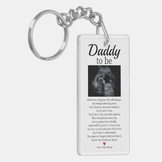 Daddy wird Baby Gedicht Pregnancy Ankündigung Schlüsselanhänger (Vorderseite links)