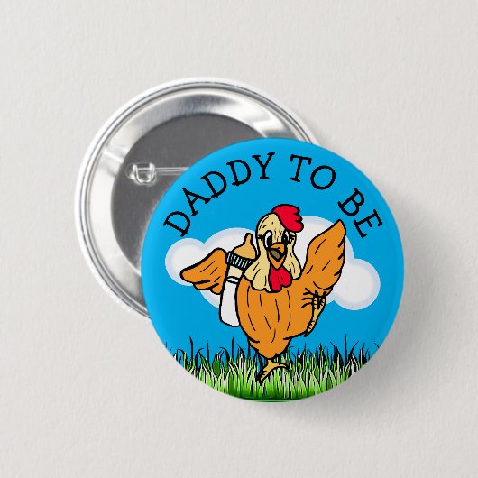 Daddy wird Baby Shower Farm Animal in den Sinn Button (Vorne & Hinten)