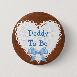 Daddy wird Braun & Blue Lacy Baby Shower Button