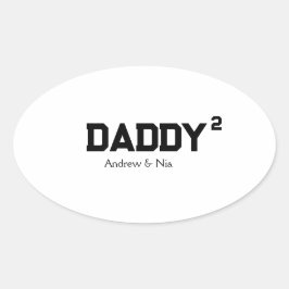 Daddy with custom children name ovaler aufkleber