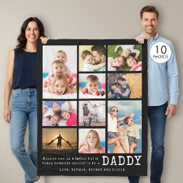 Daddy Zitat 10 FotoCollage Personalisiert Fleecedecke