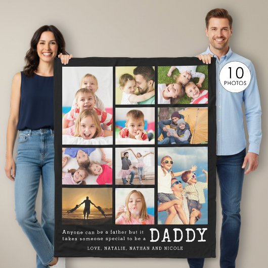 Daddy Zitat 10 FotoCollage Personalisiert Fleecedecke