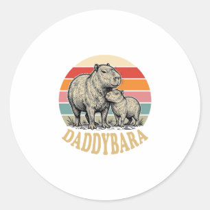 Daddybara Capybara Dad Vintage Sonnenuntergang Shi Runder Aufkleber