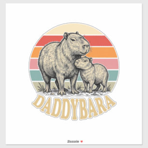 Daddybara Capybara Papa Vintage Sonnenuntergang Sh Aufkleber