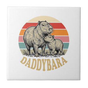 Daddybara Capybara Papa Vintage Sonnenuntergang Sh Fliese