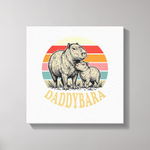 Daddybara Capybara Papa Vintage Sonnenuntergang Sh Leinwanddruck