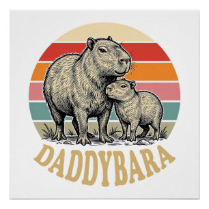 Daddybara Capybara Papa Vintage Sonnenuntergang Sh Poster