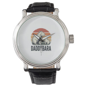Daddybara Capybara Vintage Sonnenuntergang Shirt D Armbanduhr