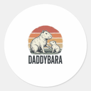 Daddybara Capybara Vintage Sonnenuntergang Shirt D Runder Aufkleber
