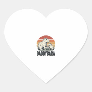 Daddybara Capybara Vintage-Sonnenuntergangs-Shirt- Herz-Aufkleber