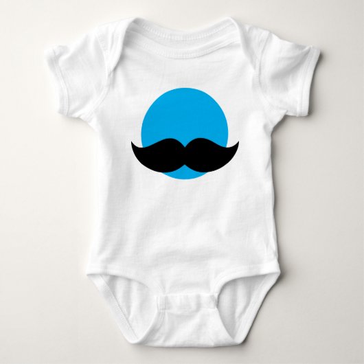 DaddyNoob - Blue Baby Mustache Strampler (Vorderseite)
