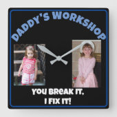 Daddy's 'Add Your Name' Quadratische Wanduhr (Vorderseite)