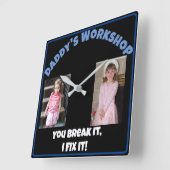 Daddy's 'Add Your Name' Quadratische Wanduhr (Winkel)