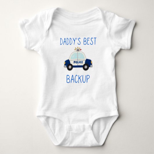 Daddy's Best Back Up, Police Car Lover Gift, Baby Strampler (Vorderseite)