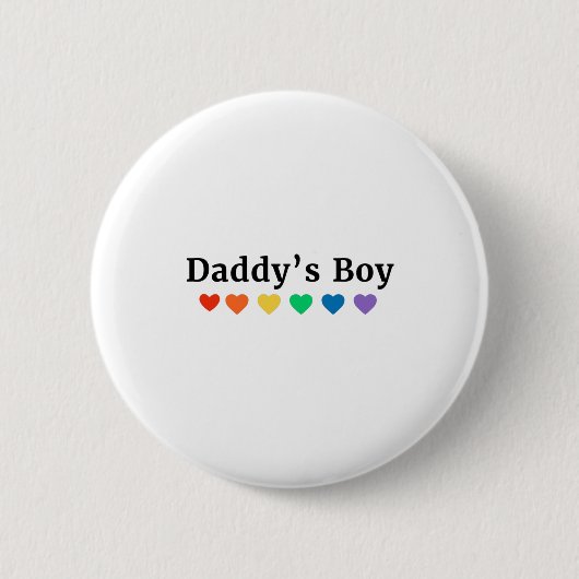 Daddy's Boy, Pride Rainbow Hearts, Funny Cool LGBT Button (Vorderseite)