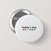 Daddy's Boy, Pride Rainbow Hearts, Funny Cool LGBT Button (Vorne & Hinten)
