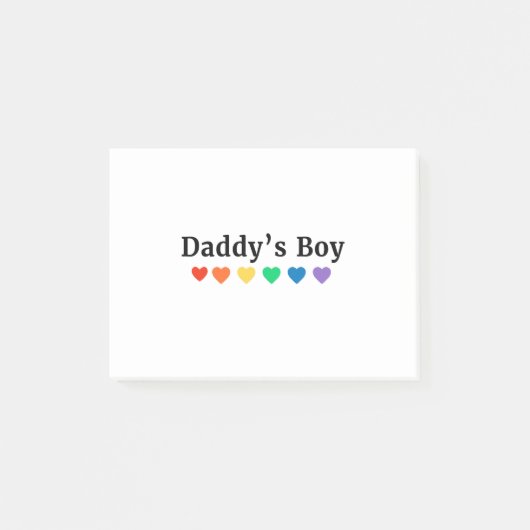 Daddy's Boy, Pride Rainbow Hearts, Funny Cool LGBT Post-it Klebezettel (Vorderseite)