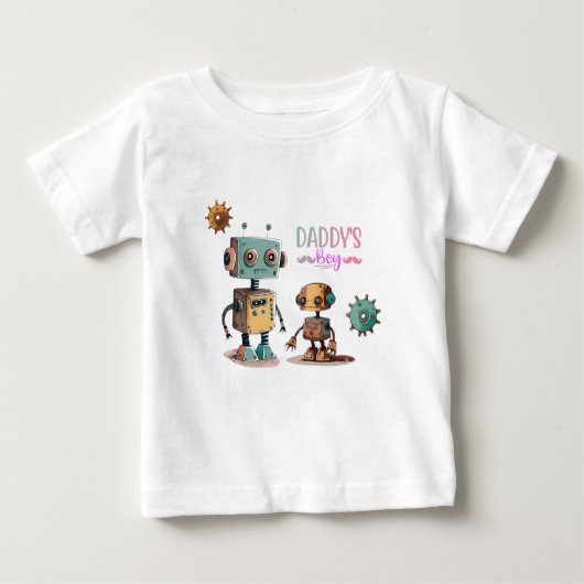 "Daddy's Boy" Roboter-Design Baby T-shirt (Vorderseite)