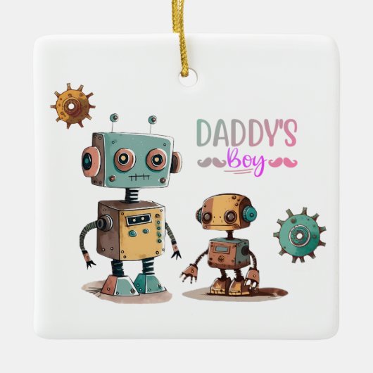 "Daddy's Boy" Roboter-Design Keramikornament (Vorderseite)