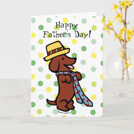 Daddys Dackel Cartoon Karte (Gelbe Blume)