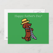 Daddys Dackel Cartoon Postkarte (Vorne/Hinten)