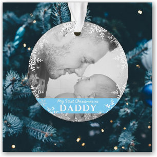 Daddys erste Weihnachtsschneeflocken Baby Jungen F Ornament