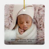 Daddys erstes Foto mit farbenfrohen Lichtern Keramikornament (Rückseite)