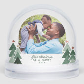 Daddys Erstes Weihnachtsfest Rustikale Bäume 2 Fot Schneekugeln (Vorderseite)