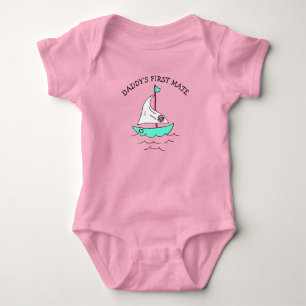 Daddy's First Mate Sailboat Baby Girl Strampler