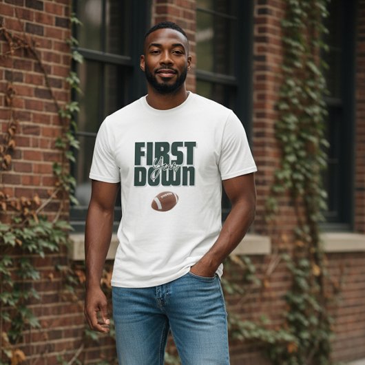 Daddy's First Year Down Football Graphic T-Shirt