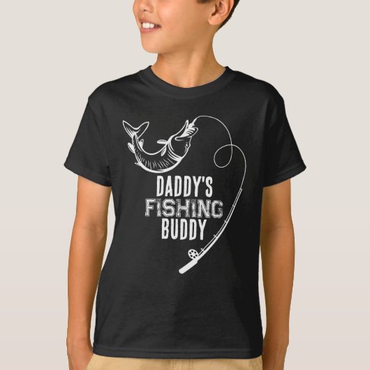 Daddy's Fishing Buddy Fish Matching Son Vater T-Shirt (Vorderseite)