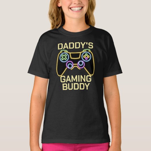 Daddy's Gaming Buddy Pater Child Gamer Matching T-Shirt (Vorderseite)