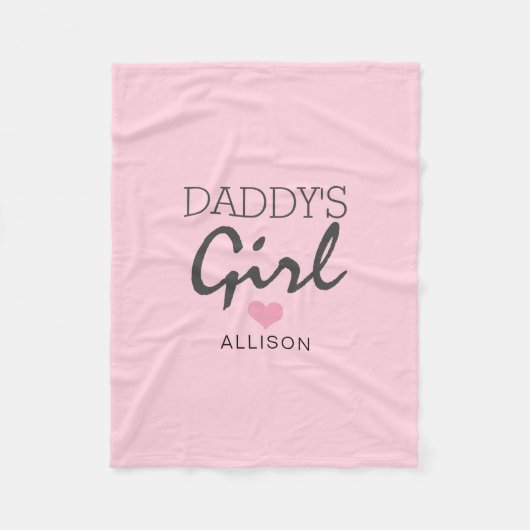 Daddy's Girl Blush Pink Herz Personalisiert Fleecedecke (Vorderseite)