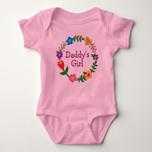 Daddy's Girl in Blumenrahmen Pink Bodysuit Baby Strampler (Vorderseite)