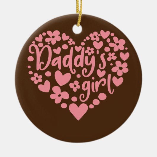 Daddy's Girl Niedlich Pink Heart Daddy and Daughte Keramik Ornament (Vorne)