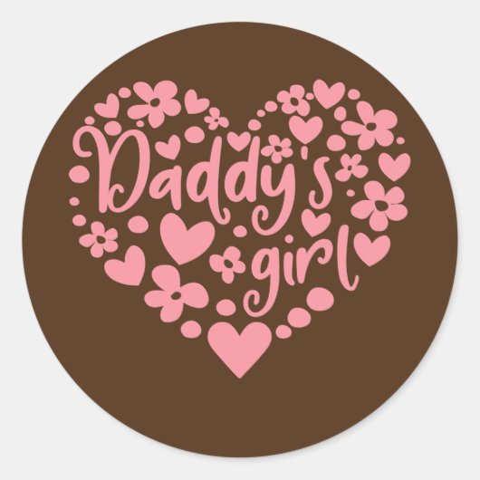Daddy's Girl Niedlich Pink Heart Daddy and Daughte Runder Aufkleber (Vorderseite)