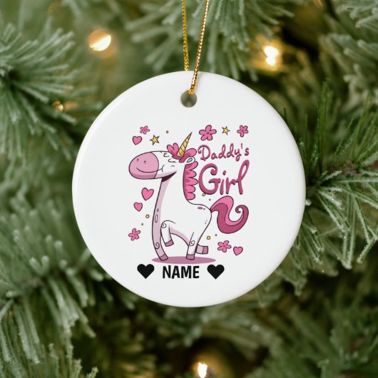 Daddy's Girl Unicorn Keramik Ornament (Baum)
