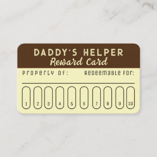 Daddy's Helper Reward Card Visitenkarte