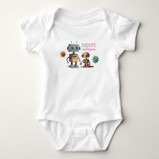 "Daddys Junge" Roboter-Design Baby Strampler (Vorderseite)