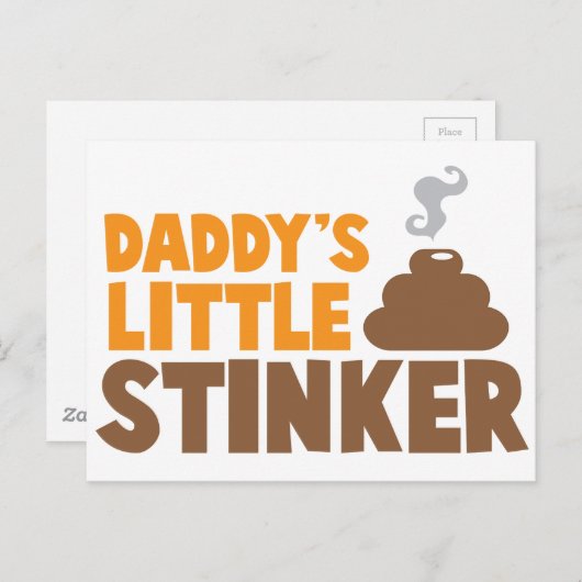 Daddy's kleiner STINKER mit niedlichem Poo Postkarte (Vorne/Hinten)