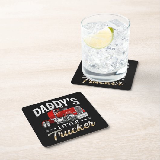 Daddys kleiner Trucker Rechteckiger Pappuntersetzer (Vor Ort)