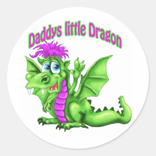Daddy's Little Dragon Runder Aufkleber (Vorderseite)
